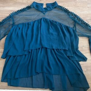 Mesh and ruffle blouse